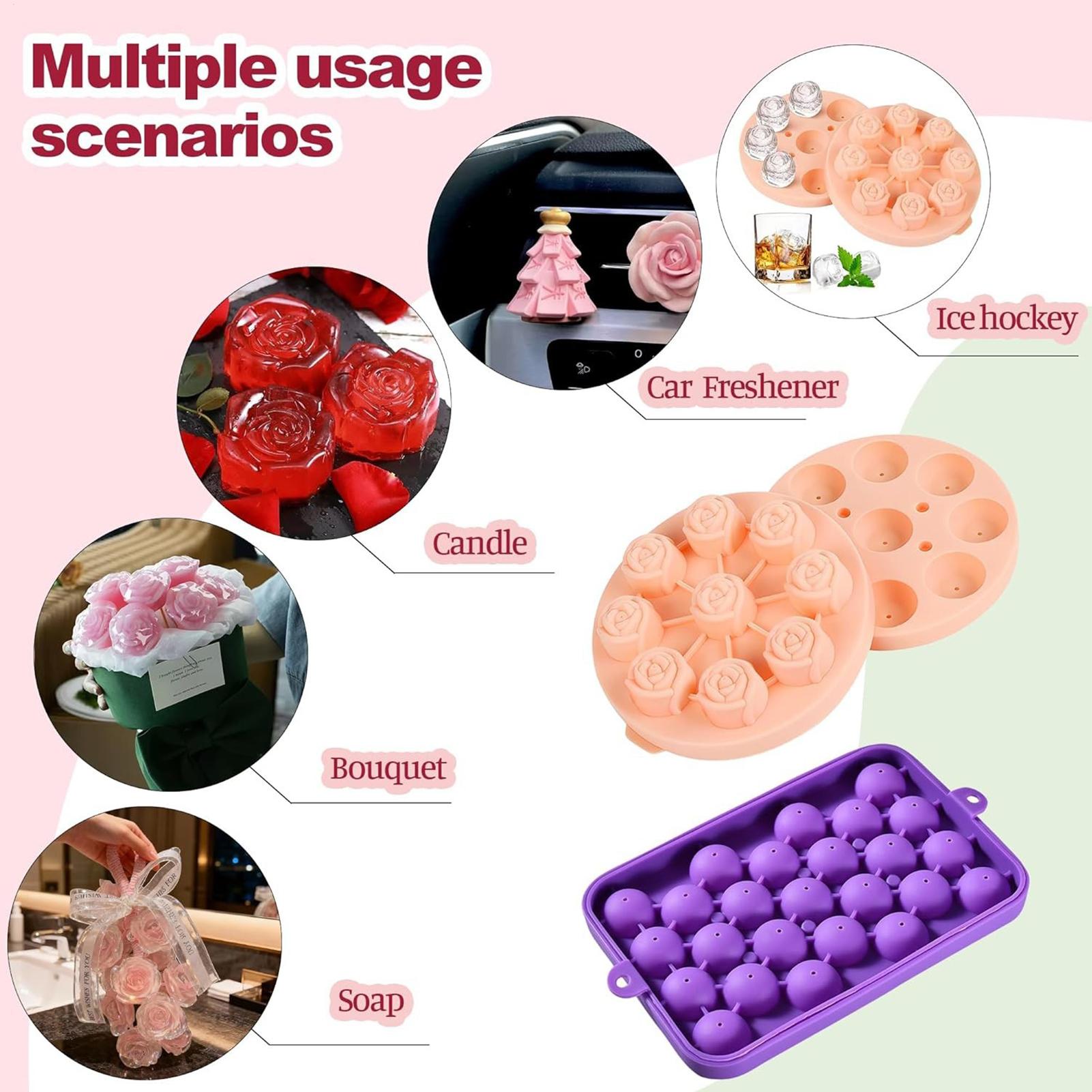 Soap Making Kit For Adults - ชุดทำสบู่ DIY พร้อมแม่พิมพ์เทียนรูปองุ่นและดอกไม้ พร้อมเชือก โบว์ ป้ายสติกเกอร์
