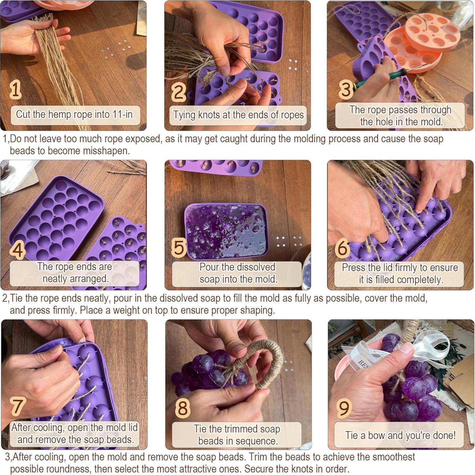 Soap Making Kit For Adults - ชุดทำสบู่สำหรับผู้เริ่มต้น ชุดทำเทียนรูปดอกไม้และองุ่น พร้อมเชือก โบว์ ป้ายชื่อ ชุดทำสบู่สำหรับผู้ใหญ่